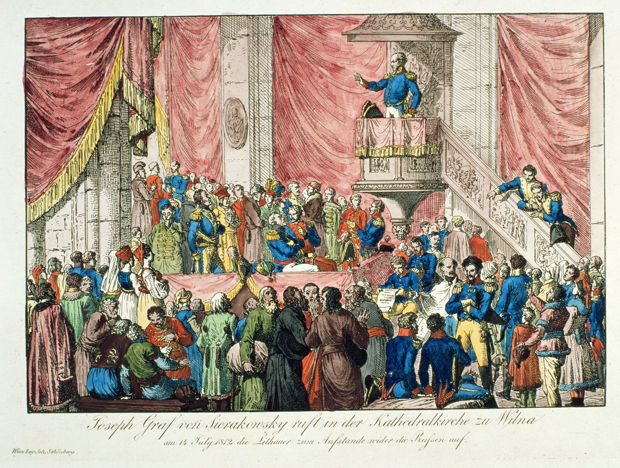 Sierakowski tábornok felhívása a litván felkelésre, 1812 alkotó: Johann Nepomuk Schonberg