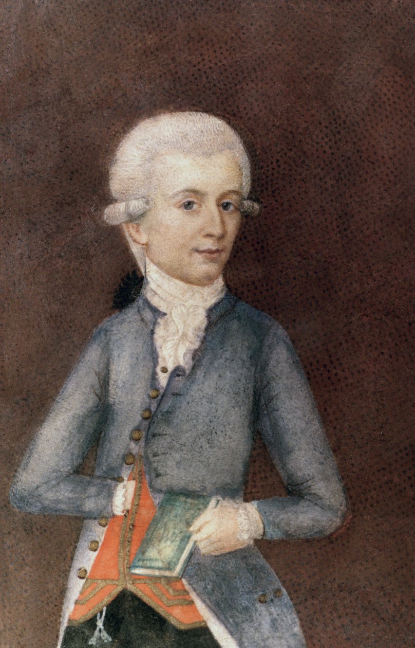 Wolfgang Amadeus Mozart, 1780 körül (miniatűr) (gouache, tempera, pergamen) alkotó: Johann Nepomuk della Croce