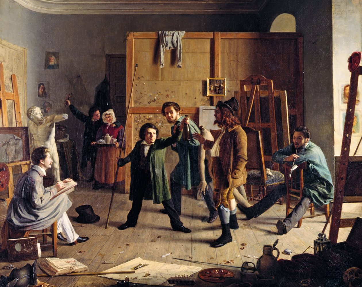 Stúdiójelenet alkotó: Johann Peter Hasenclever