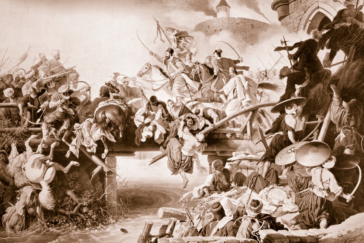 Zrinyi sortie Szigetvár török elleni védelme alatt, 1566, 1825 alkotó: Johann Peter Krafft