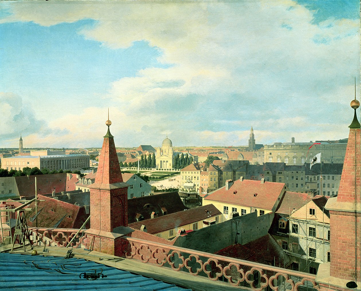 Kilátás Berlin városára az Altes Múzeummal és a katedrálissal a Friedrichswerder-templom tetejéről, 1834-35 alkotó: Johann Philipp Eduard Gartner