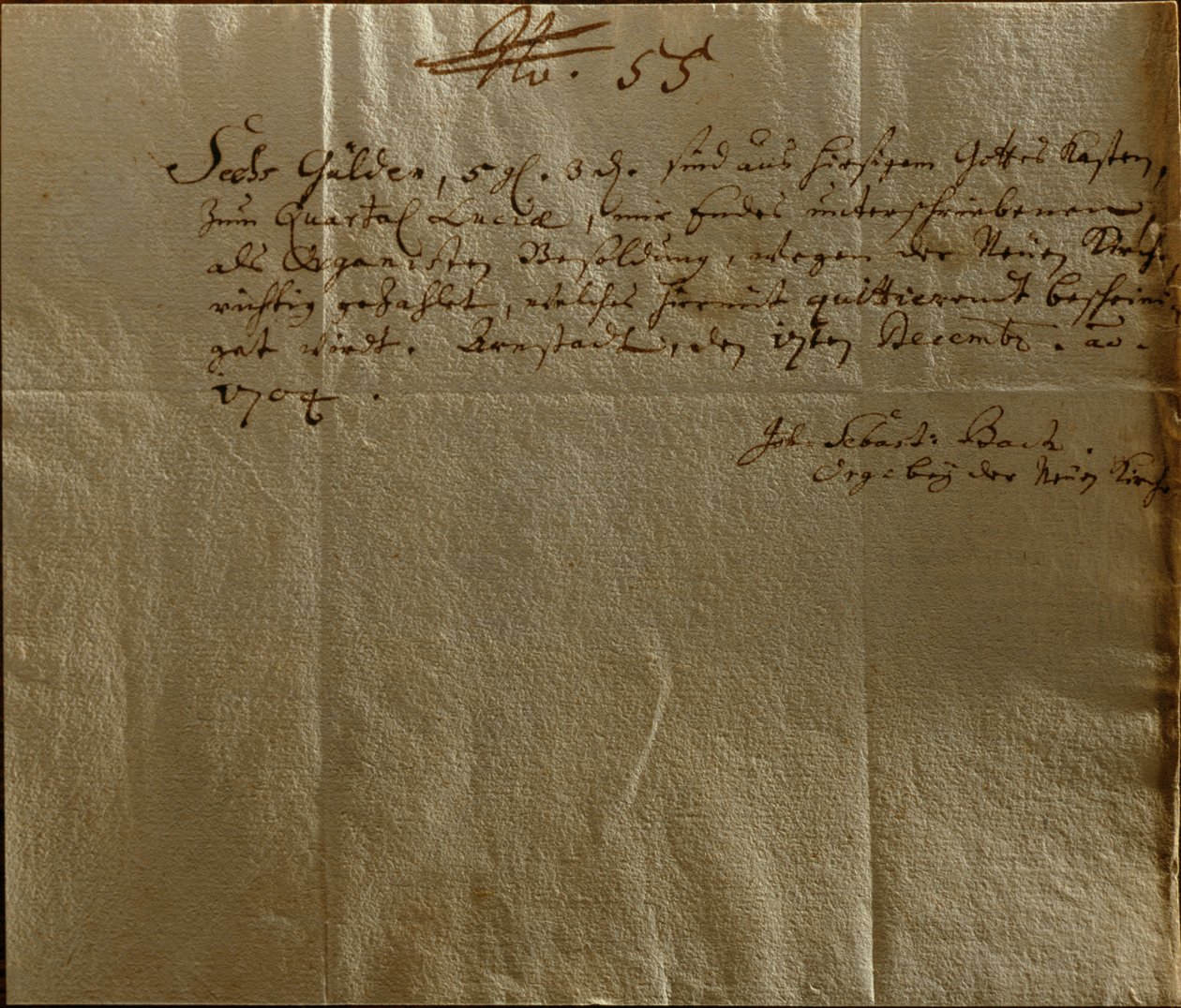 Díjazási elismervény, 1704. december 17. (toll és tinta papíron) alkotó: Johann Sebastian Bach