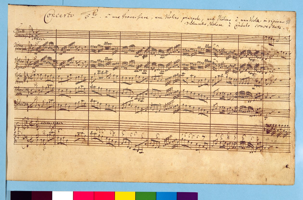 A Brandenburgi Concertos, No.5 D-Dur, 1721 (toll és tinta papíron) (lásd még: 308416 és 308425) alkotó: Johann Sebastian Bach