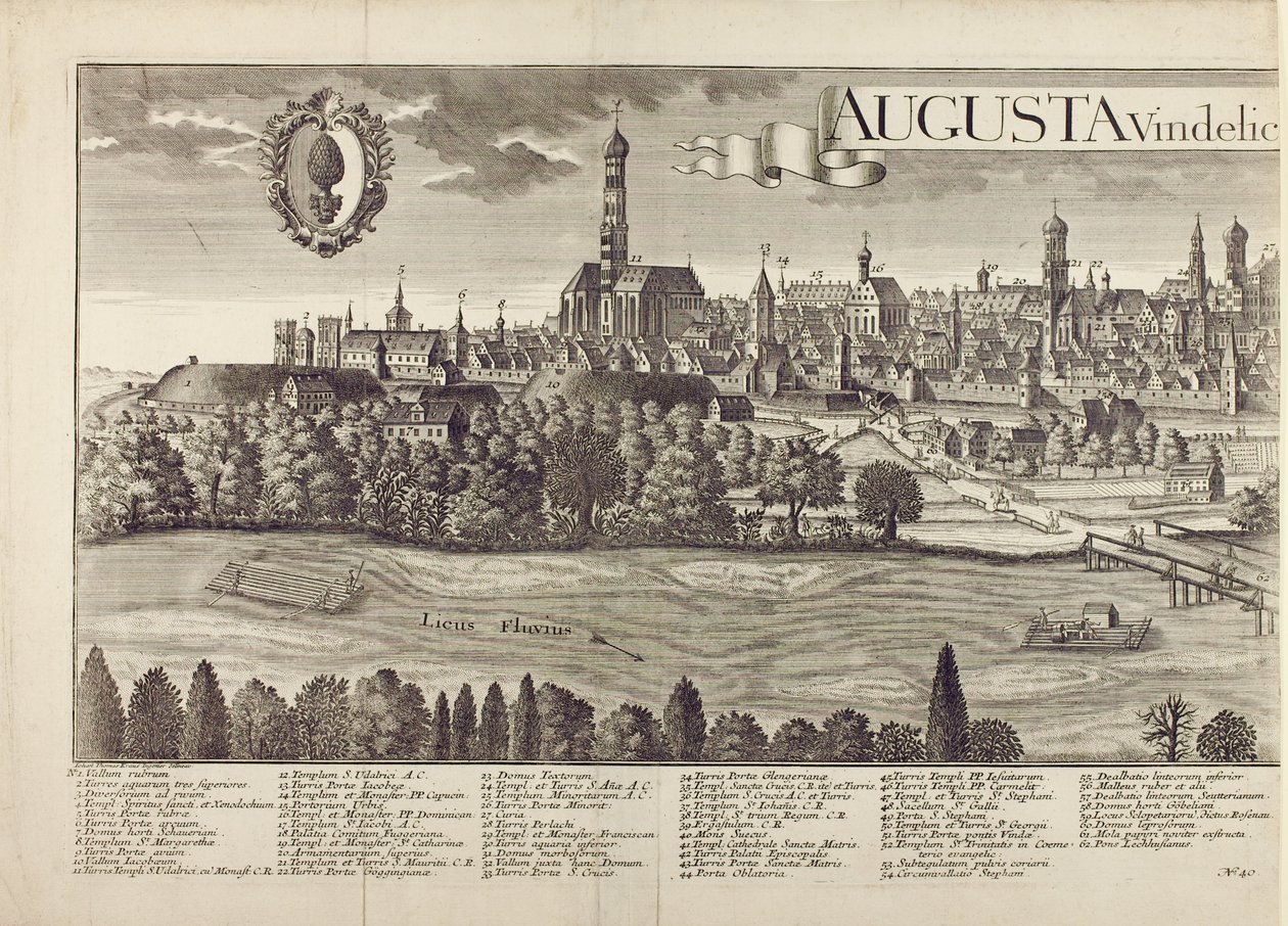 Augsburg panorámaképe (lásd még 273945) alkotó: Johann Thomas Kraus