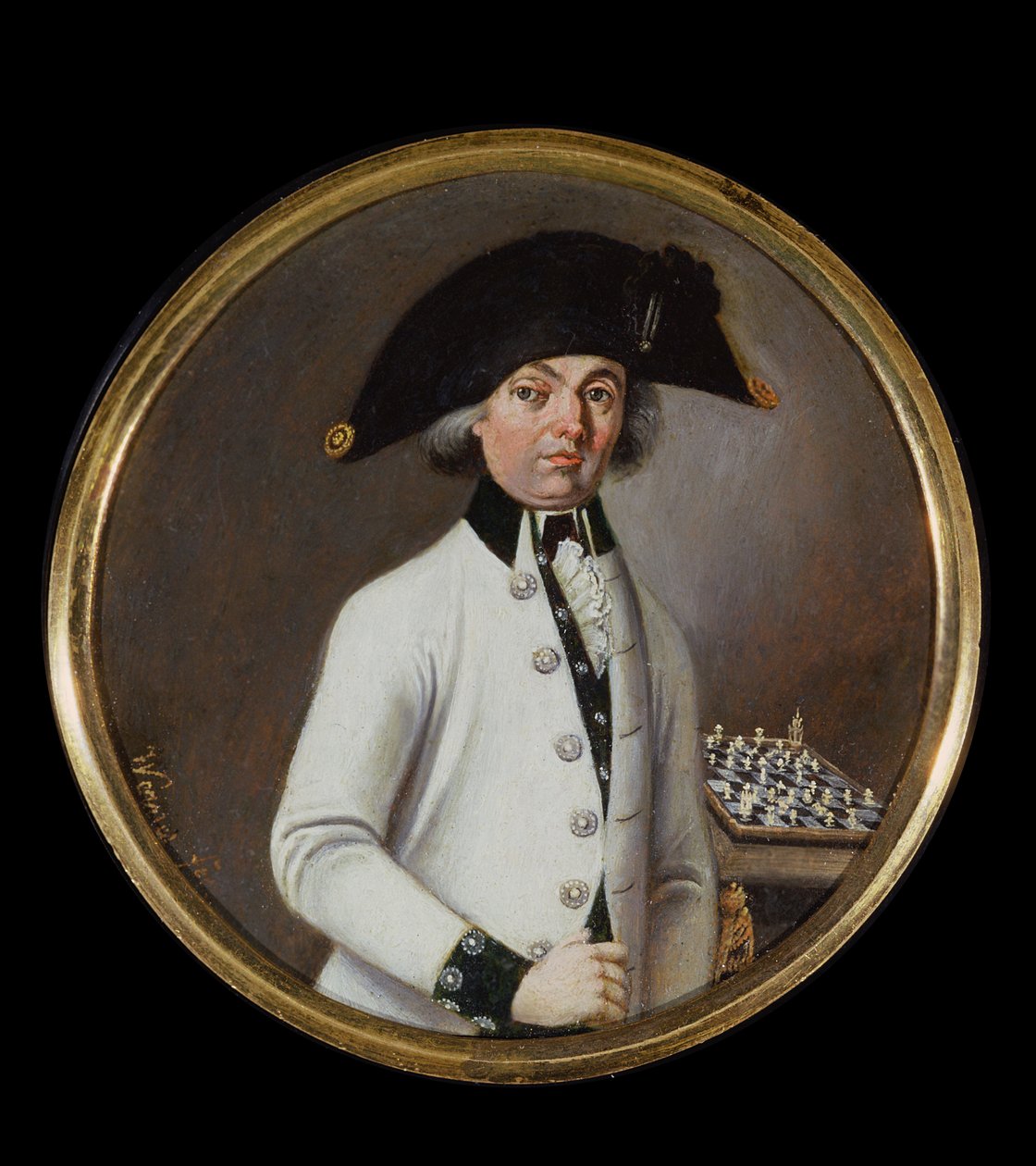Egy úri sakkozó portréja (olaj, réz) alkotó: Johann Werner