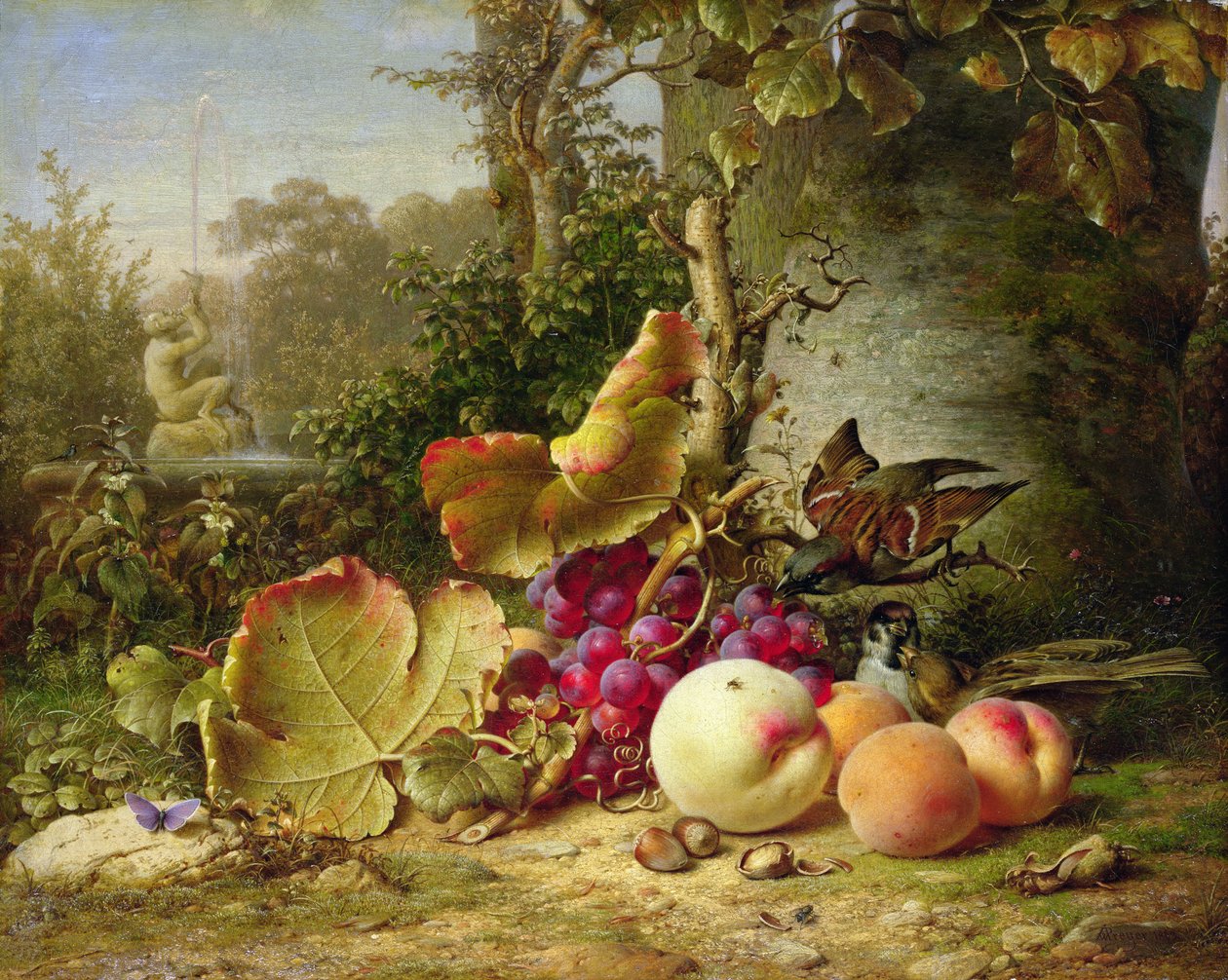 Gyümölcs és verebek, 1863 alkotó: Johann Wilhelm Preyer