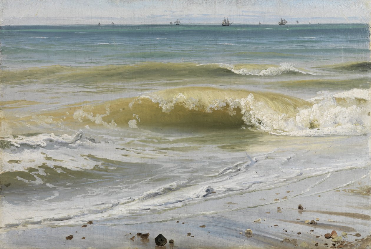 Hullámtörés távoli hajókkal alkotó: Johann Wilhelm Schirmer