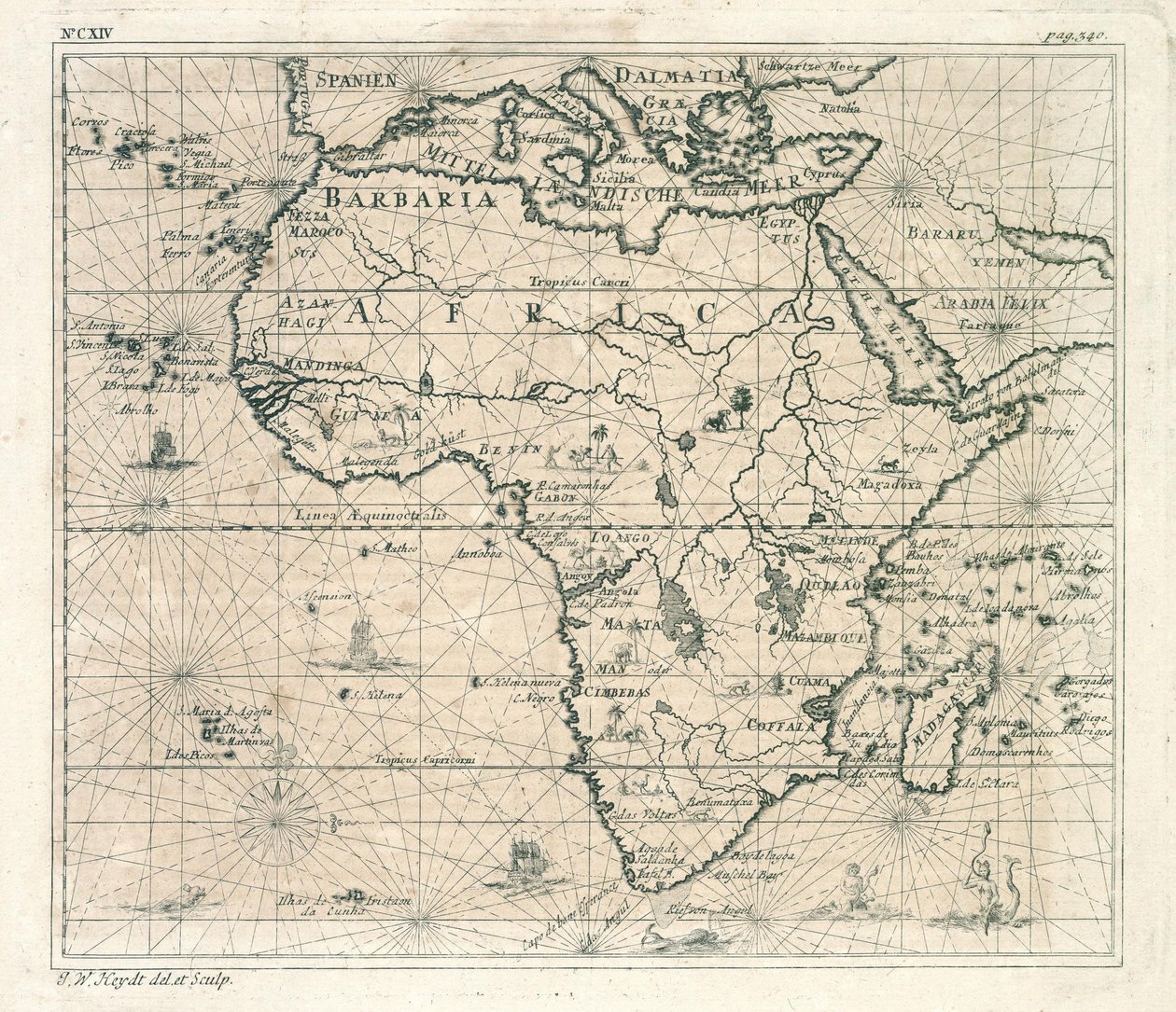 Afrika térképe alkotó: Johann Wolfgang Heydt