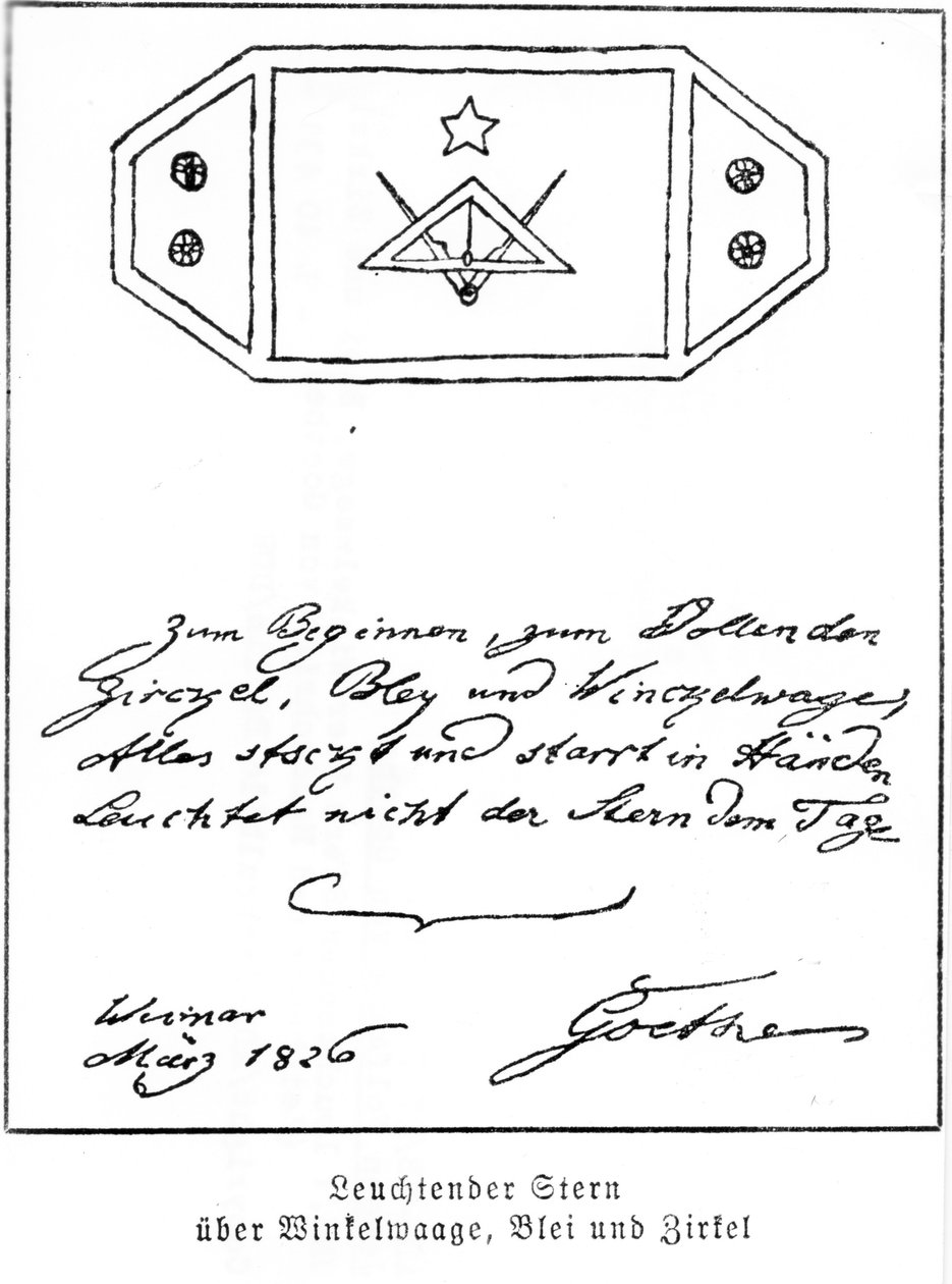 Fénylő csillag négyzet és iránytű és ólom felett, 1826 alkotó: Johann Wolfgang von Goethe