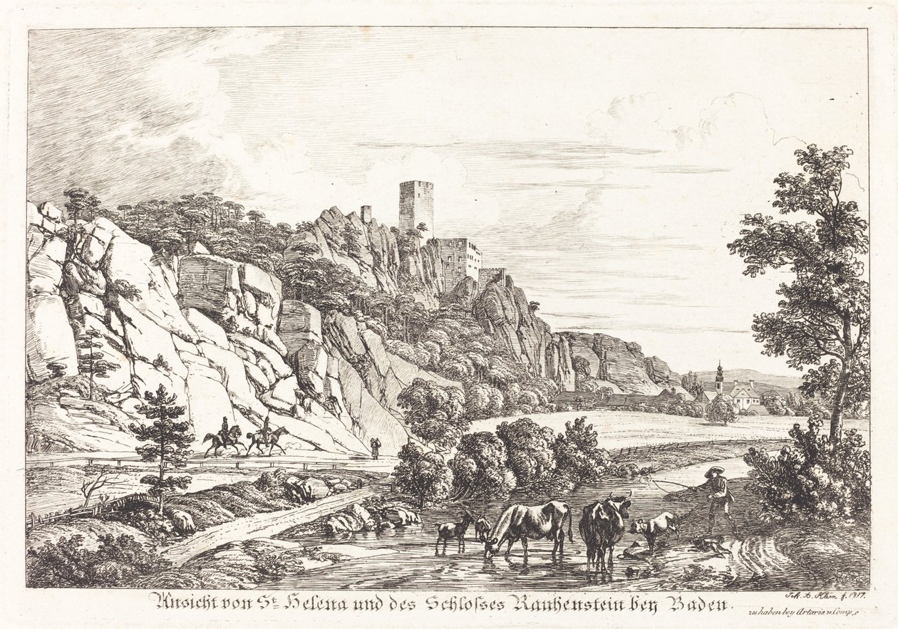 Kilátás a St. Helena és a Rauhenstein-kastélyra Baden közelében alkotó: Johann Adam Klein