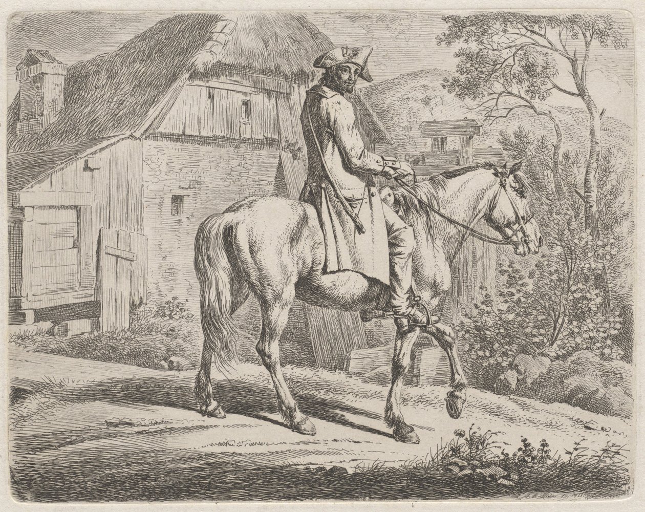 Szarvasmarha kereskedő lóháton alkotó: Johann Adam Klein