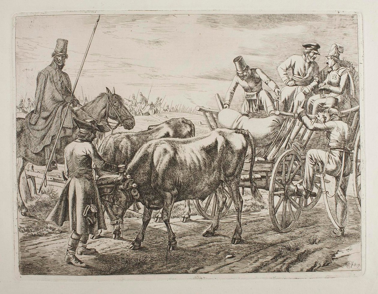 Kozákok beszállnak egy szekérbe alkotó: Johann Adam Klein