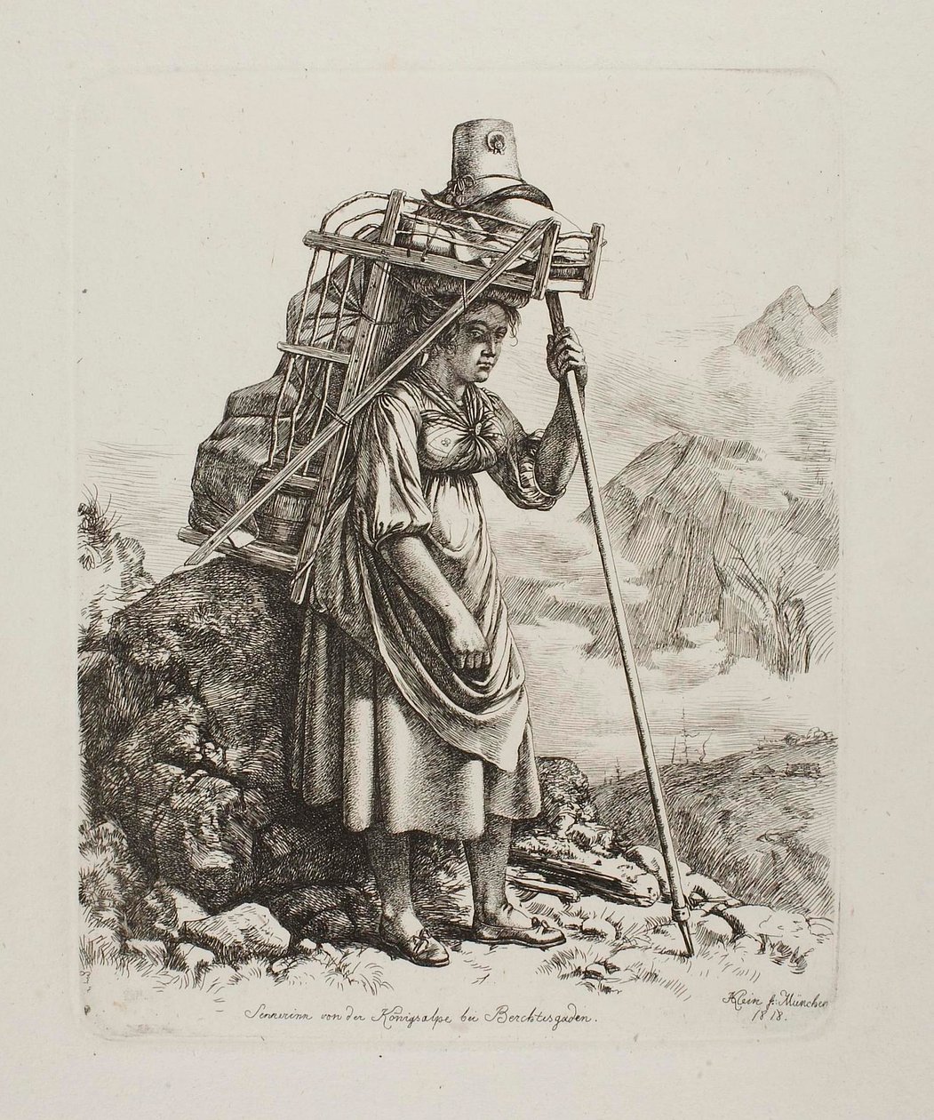 Tejszolgáló egy „Saeter”-ben a Königsalpe-on alkotó: Johann Adam Klein