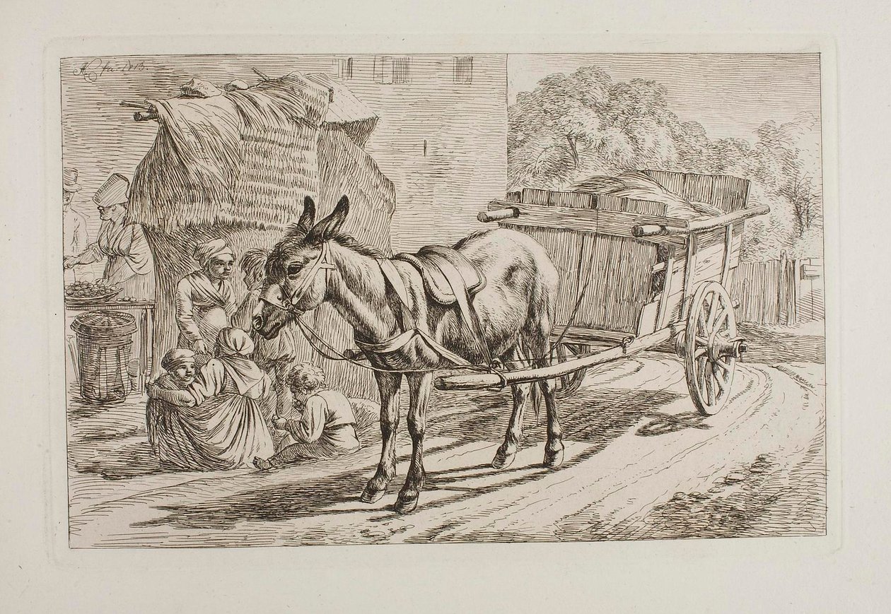 Szekerhez befogott szamár alkotó: Johann Adam Klein