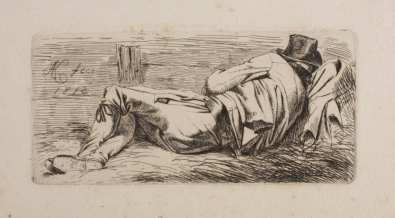Alvó férfi hordágyon alkotó: Johann Adam Klein