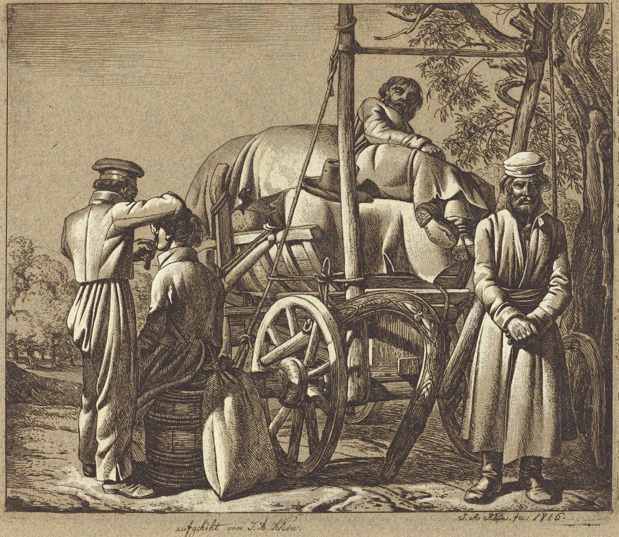Orosz katonák borbélyral alkotó: Johann Adam Klein