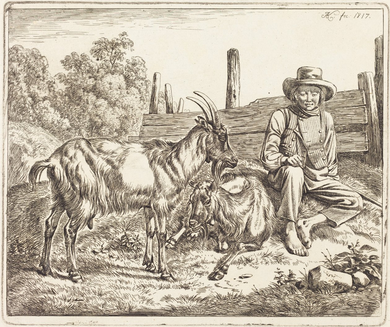 Pásztorfiú két kecskével alkotó: Johann Adam Klein