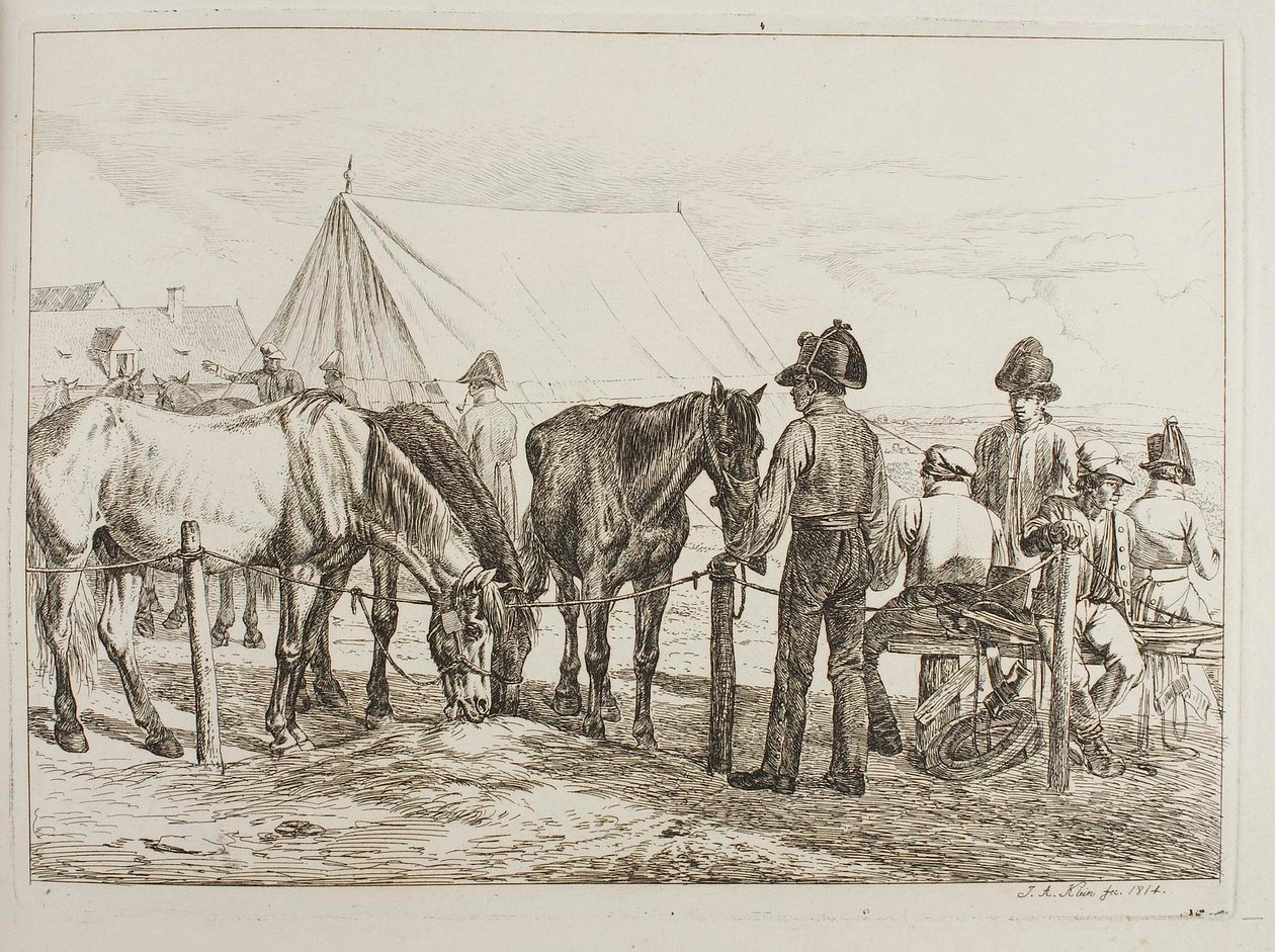 Katonák egy katonai táborban alkotó: Johann Adam Klein
