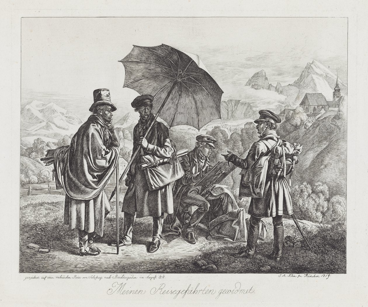 The Artists on their Journey, pub. 1819 alkotó: Johann Adam Klein