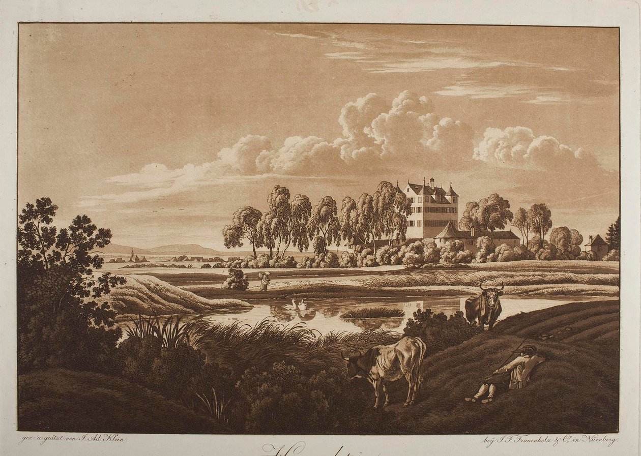 A Hummelstein kastély látképe Nürnberg közelében alkotó: Johann Adam Klein
