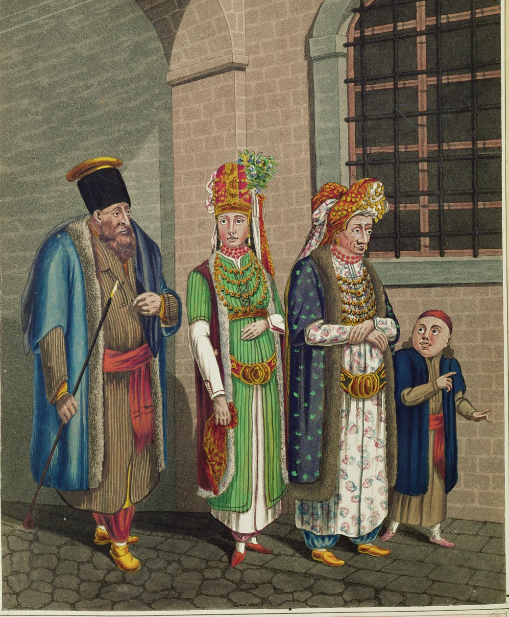 Egy törökországi zsidó család, jellegzetes viseletükben ... alkotó: Johann Adolph Opitz