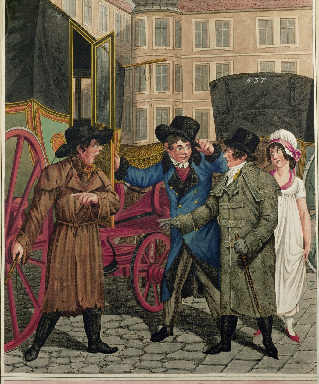 Taxis és gazdag ügyfelek, egy sor bécsi típusból ... alkotó: Johann Adolph Opitz