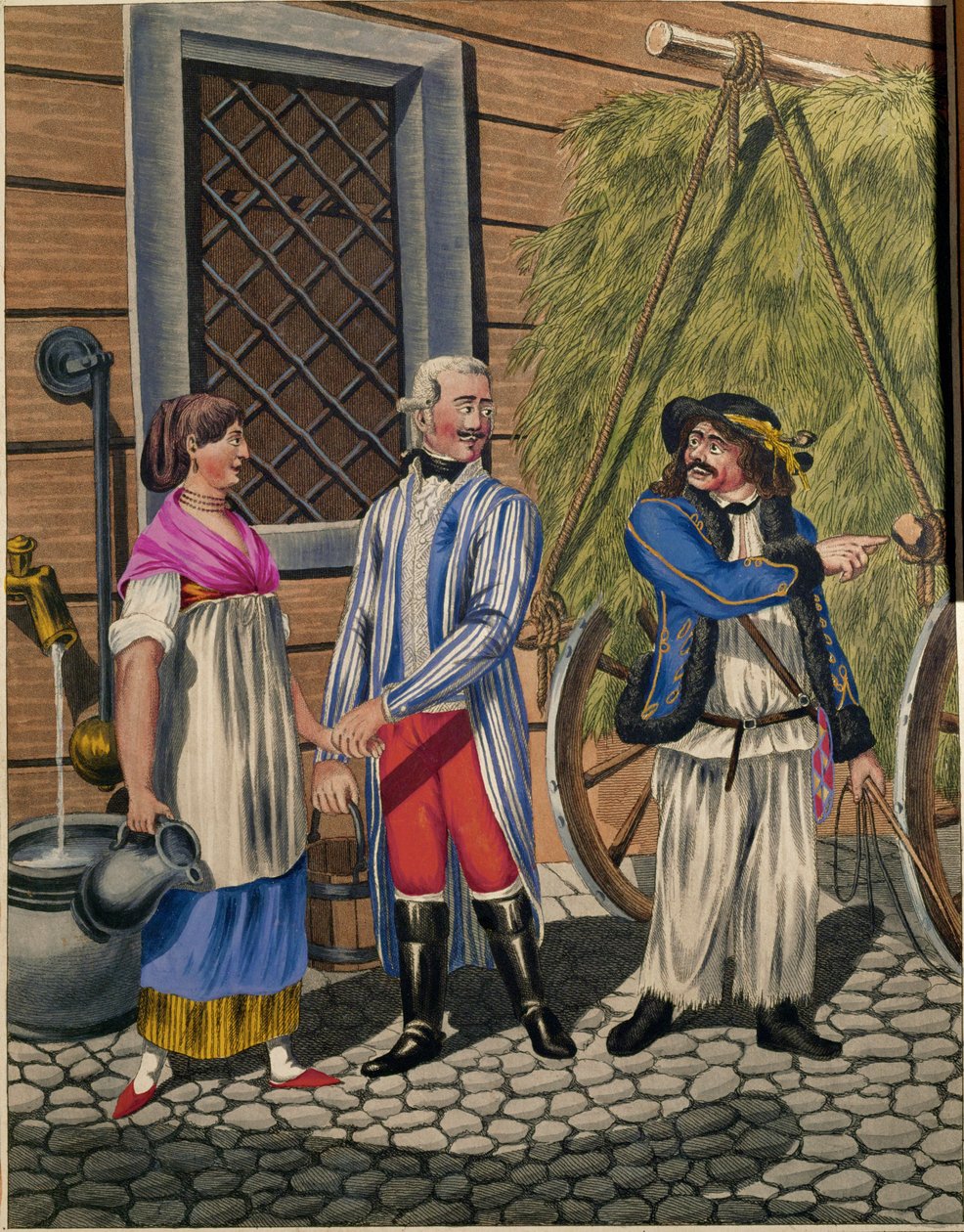 Egy úr kocsisa, cselédlány és szénaárus, a bécsi típusok sorozatából ... alkotó: Johann Adolph Opitz