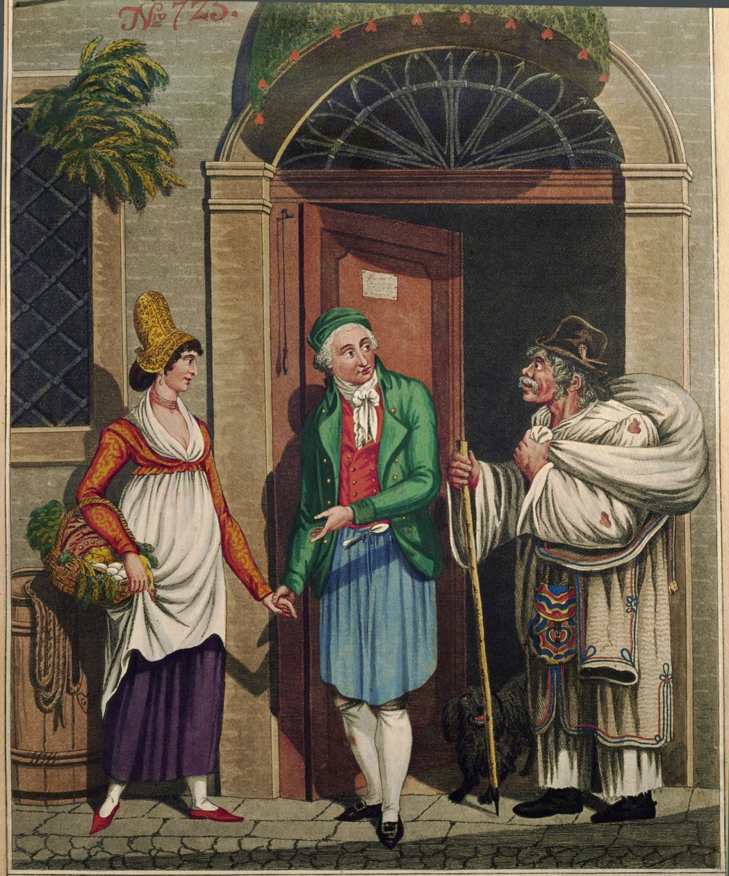 Szakács és komornyik horvát vászonárusokkal, egy sorozat bécsi típusokból ... alkotó: Johann Adolph Opitz