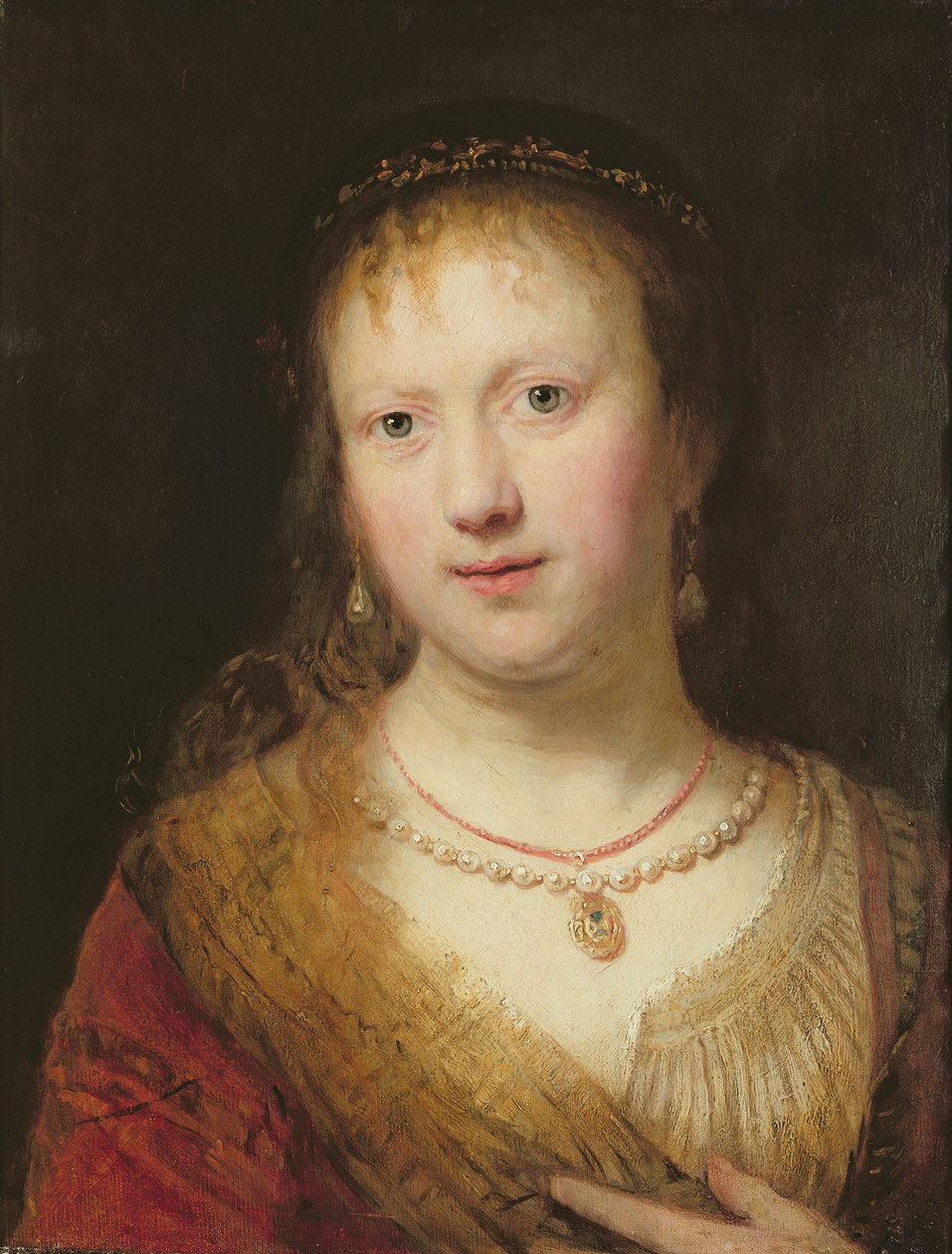 Saskia portréja, férje Rembrandt Harmens festménye után. van Rijn (1606-69) Johann Andreas Joseph Francke (1756-1804) (olaj, vászon) alkotó: Johann Andreas Joseph Francke