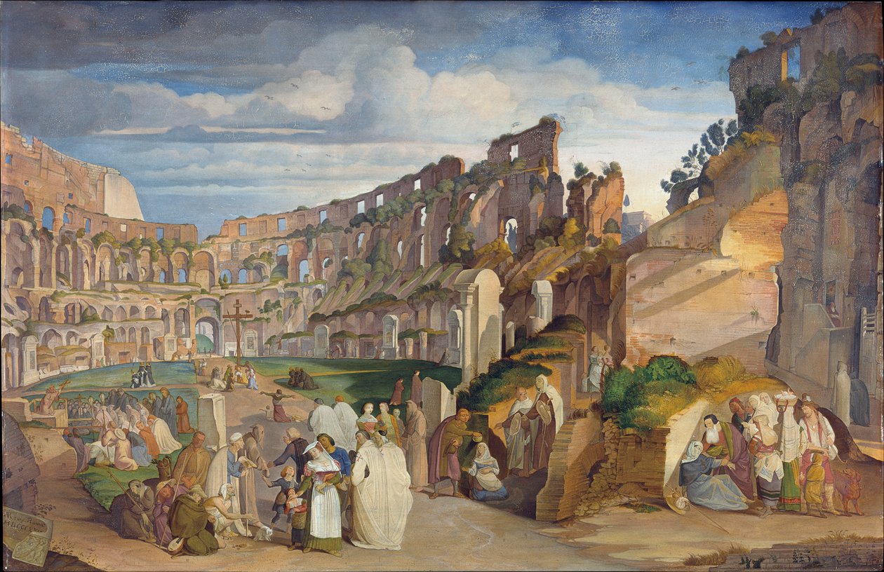 Kapucinus prédikáció a római Colosseumnál alkotó: Johann Anton Ramboux
