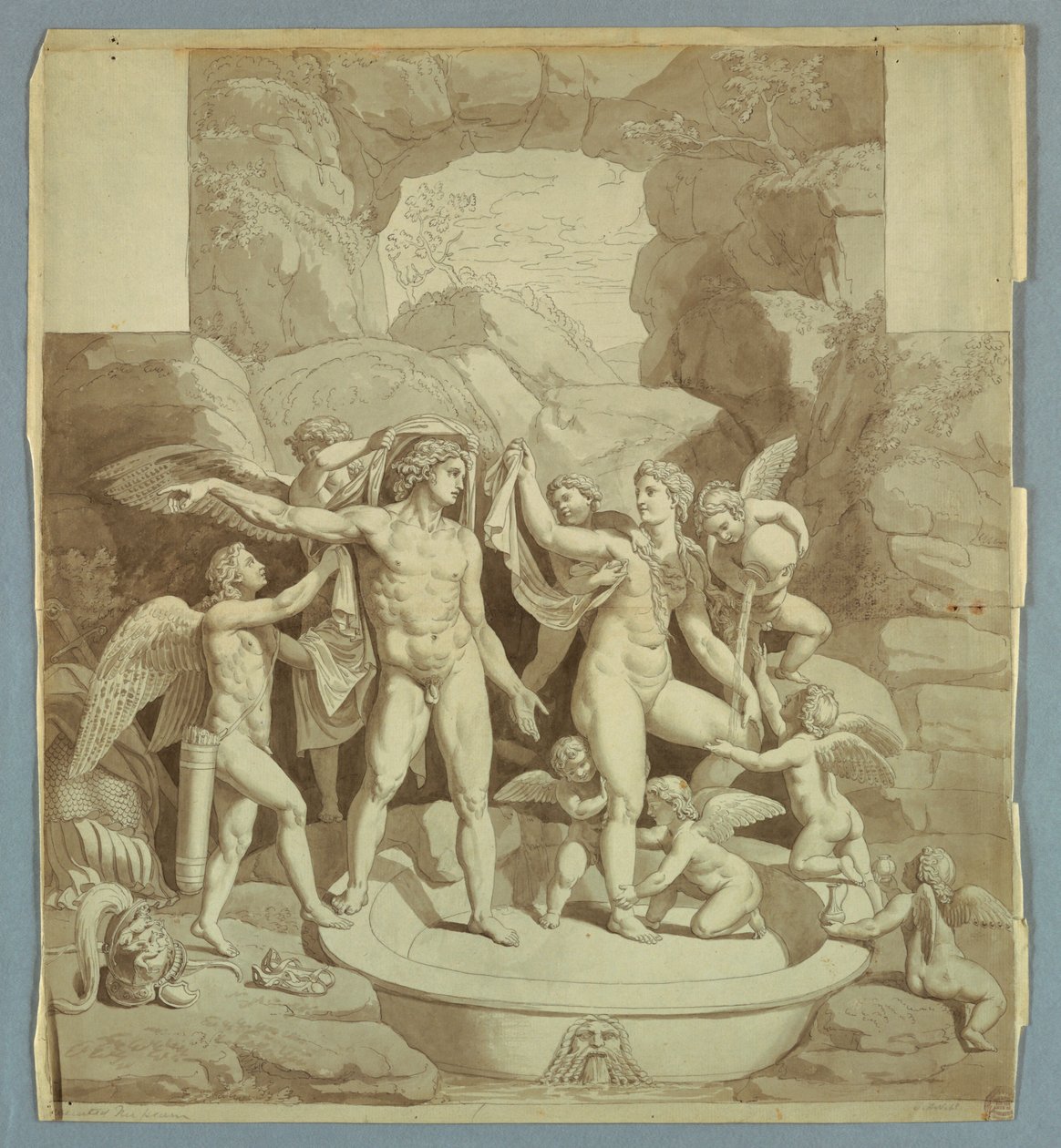 A Mars és a Vénusz felkészítik magukat Ámor és Psyche esküvőjére alkotó: Johann August Nahl the Younger