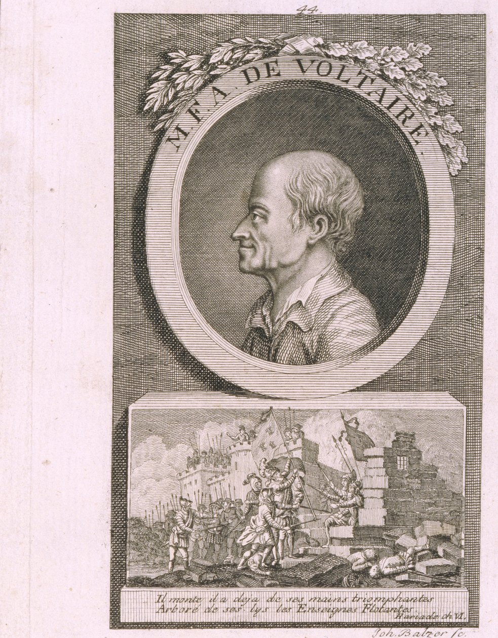 Az író, esszéista és filozófus, Francois Marie Arouet de Voltaire portréja 1694-1778 alkotó: Johann Balzer
