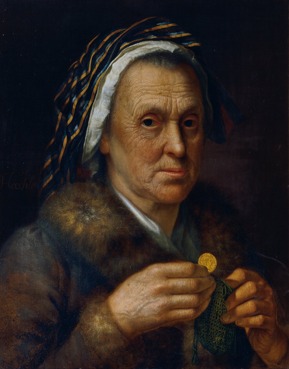 Idős nő dukáttal alkotó: Johann Baptist Höchle