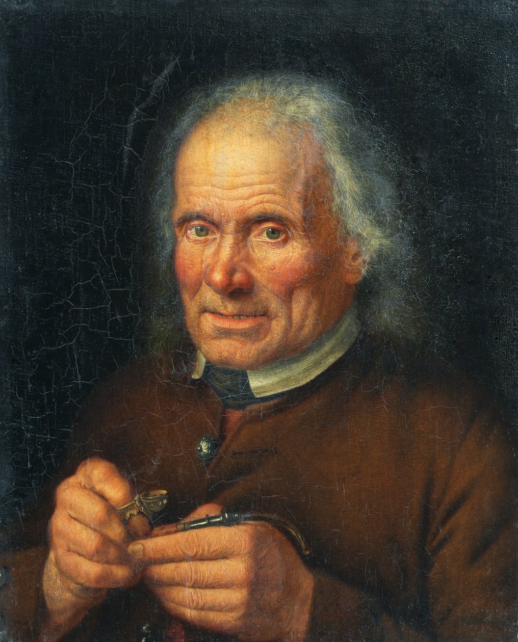 Öreg paraszt a pipáját tölti alkotó: Johann Baptist Höchle