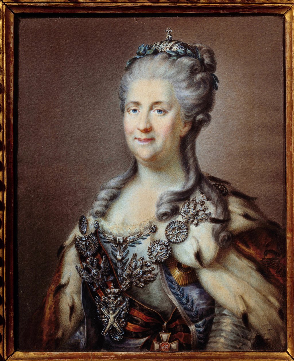II. Katalin (1729-1796) orosz imperatricus portréja Szent András nyakláncával és a 18. századi Anonymous Szent György keresztjének zsinórjával, Johann Baptist von Lampi (1751-1830) Paris festménye alapján, múzeum alkotó: Johann Baptist I (after) Lampi