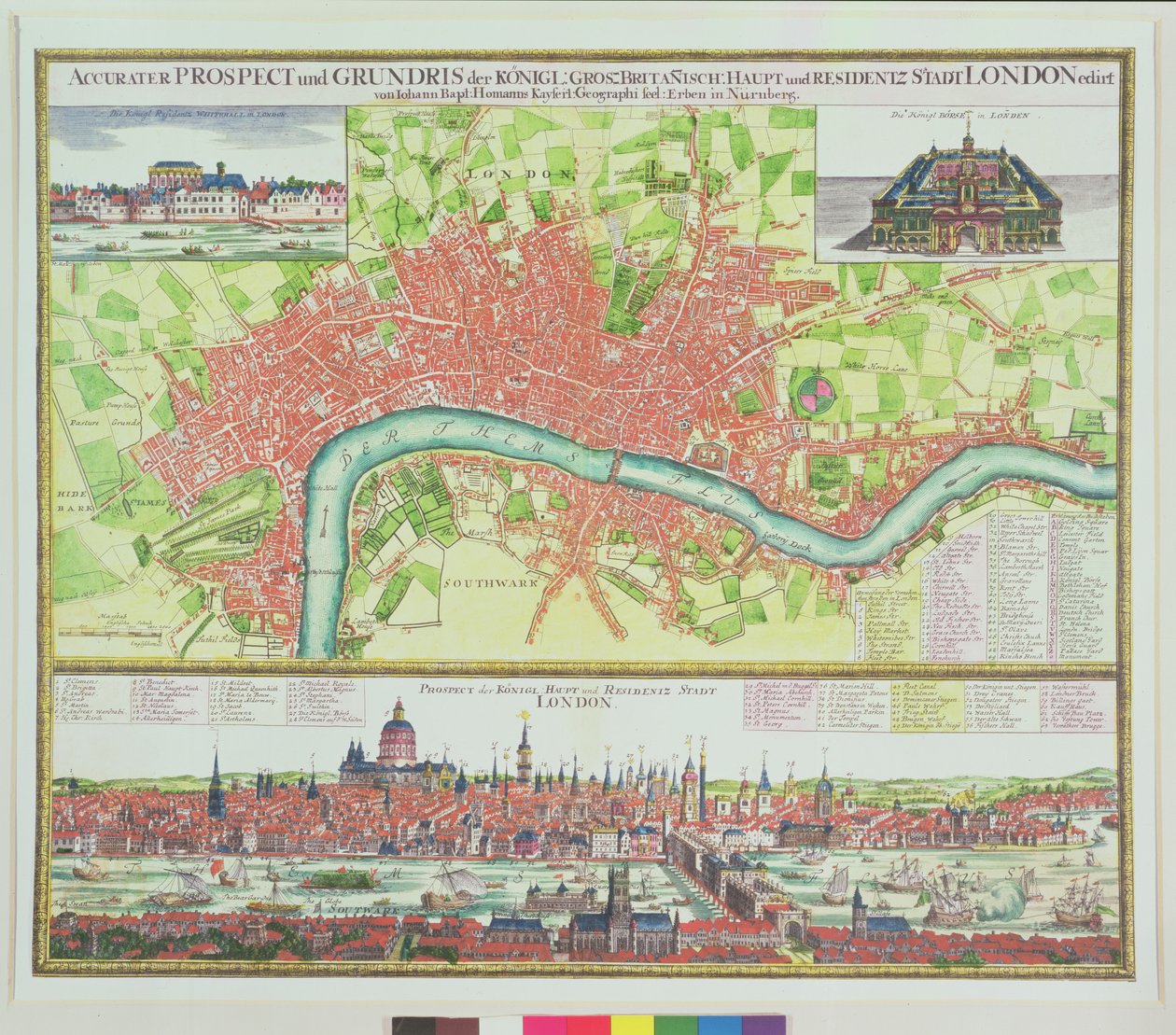London légi térképe és kilátás a Temzére a South Bank felől, St. Paul