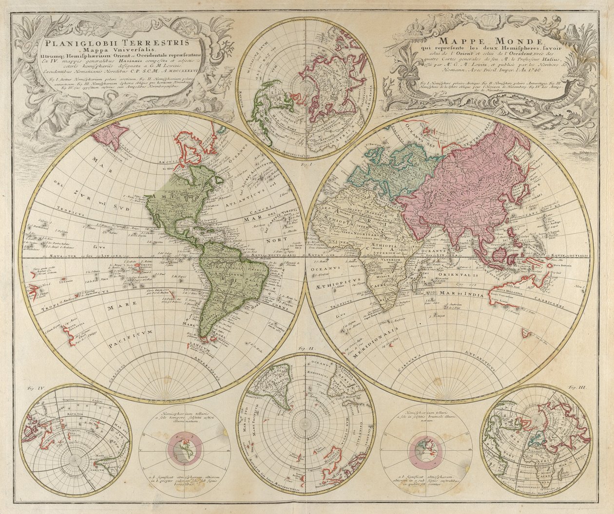 Planiglobii Terrestris Mappa Universalis..., 1746 alkotó: Johann Baptista Homann
