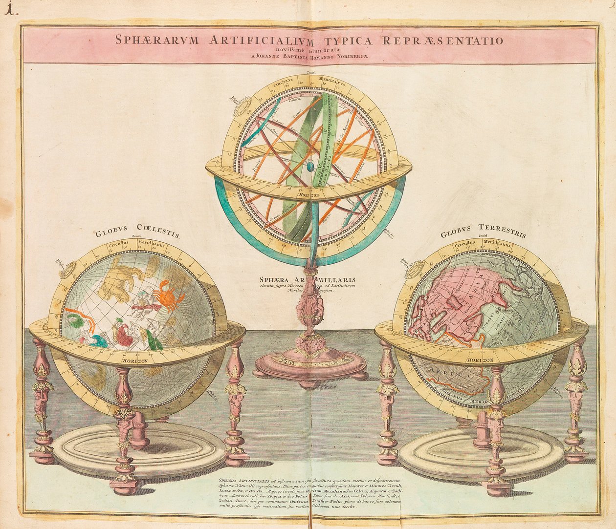A Földgömbök az egész világ nagy atlaszáról, 1725. alkotó: Johann Baptista Homann