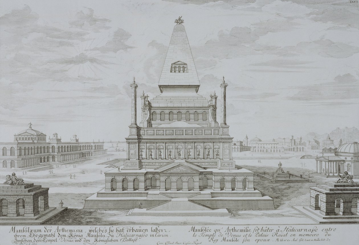 Halikarnasszoszi mauzóleum, Bodrum, Törökország, a "Történelmi építészet tervezetéből", 1721 alkotó: Johann Bernhard Fischer von Erlach