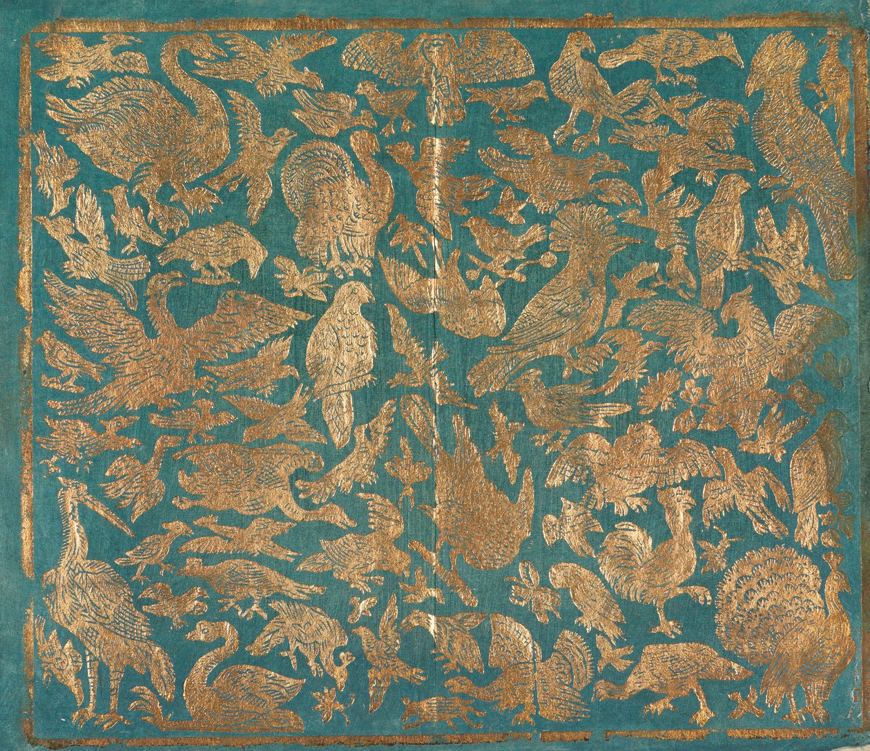 Brokát papír madárábrázolásokkal, c. 1790. alkotó: Johann Carl Munck