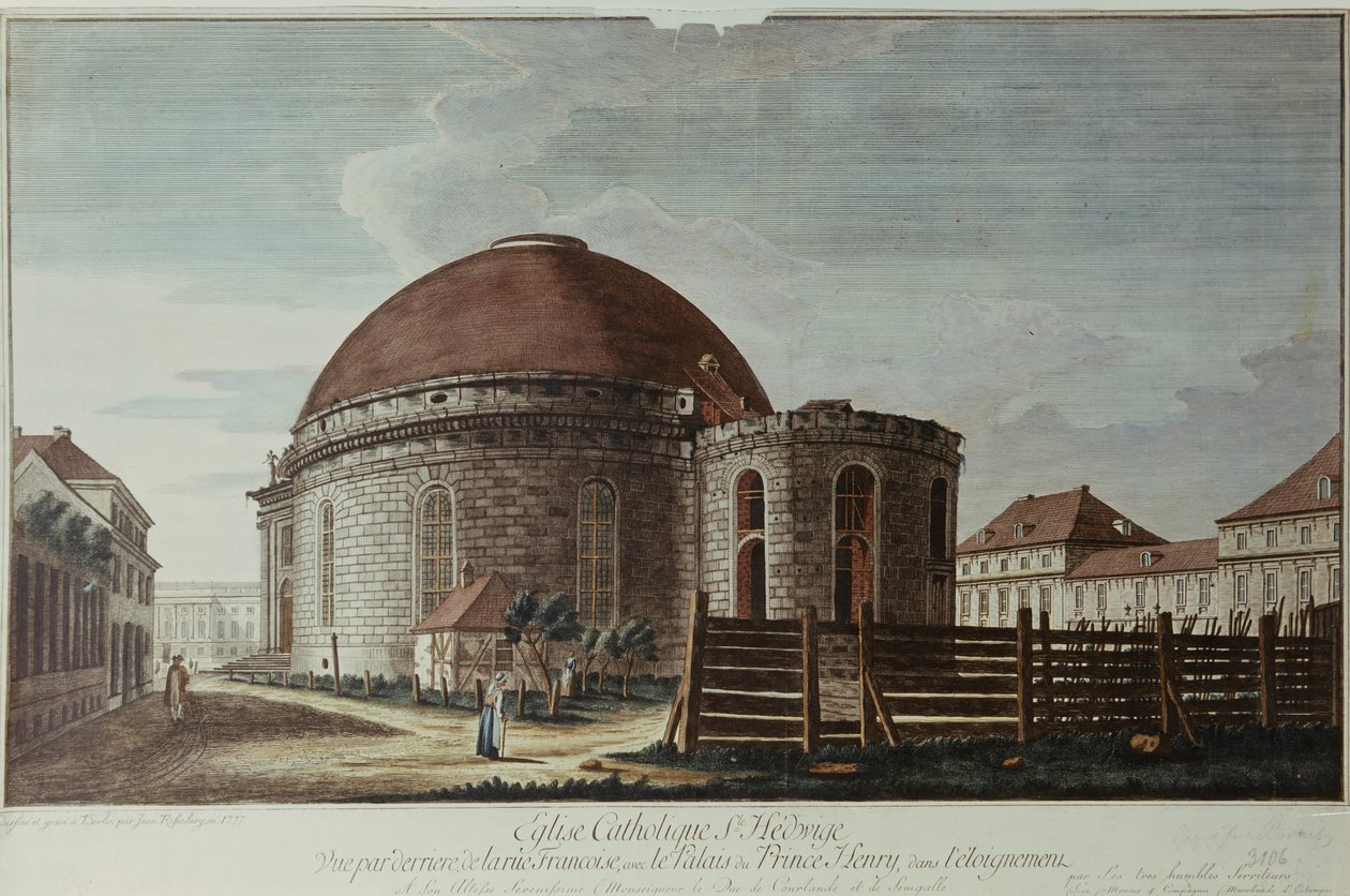 Szent Hedvig, Katedrális, Berlin (kézzel színezett metszet) alkotó: Johann Carl Wilhelm Rosenberg