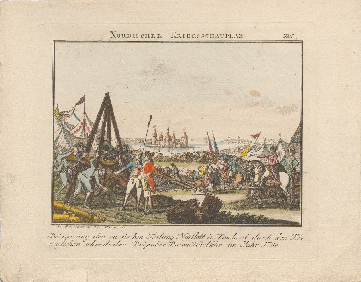 A Nyslott orosz erőd ostroma Finnországban, 1788. alkotó: Johann Caspar Weinrauch