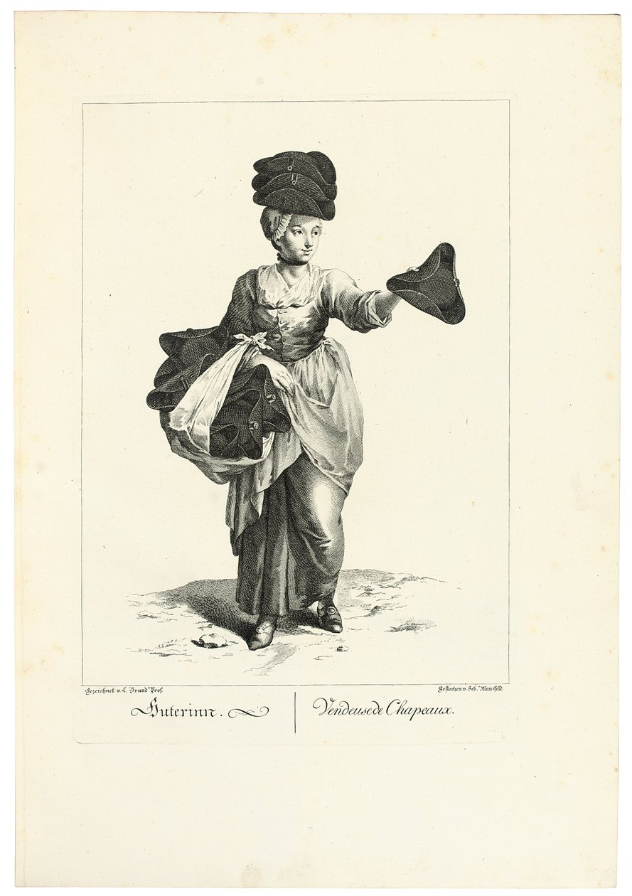 A kalap eladó alkotó: Johann Christian (after) Brand