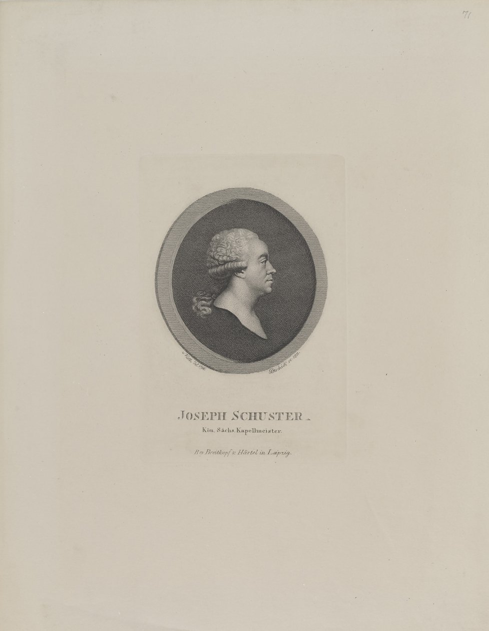 Joseph Schuster zeneszerző portréja 1748-1812, 1811. alkotó: Johann Christian Benjamin Gottschick