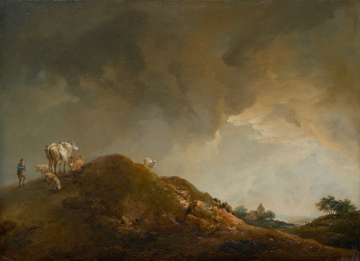 Dombos táj tehenekkel és juhokkal alkotó: Johann Christian Brand