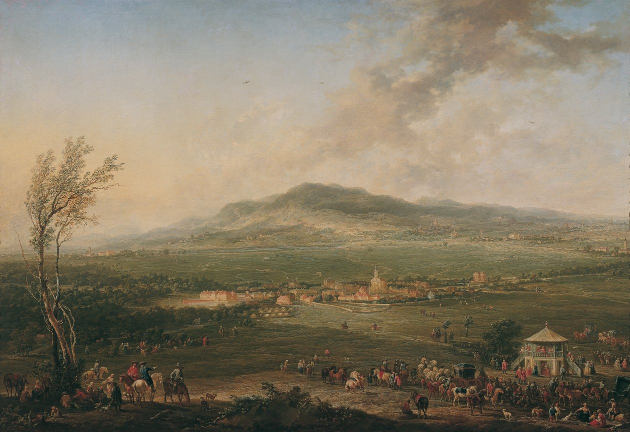 Laxenburg a Lusthaustól a Hanawiesen Mödling felé alkotó: Johann Christian Brand