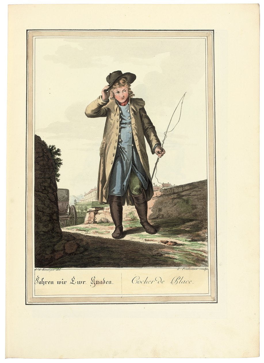 A kocsis; Cocher de Place, 1781 vagy később alkotó: Johann Christian Brand