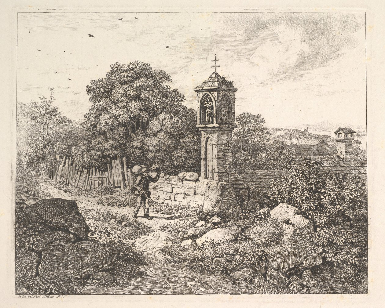 Parasztköszöntő a Mária-szoborhoz, 1817. alkotó: Johann Christian Erhard