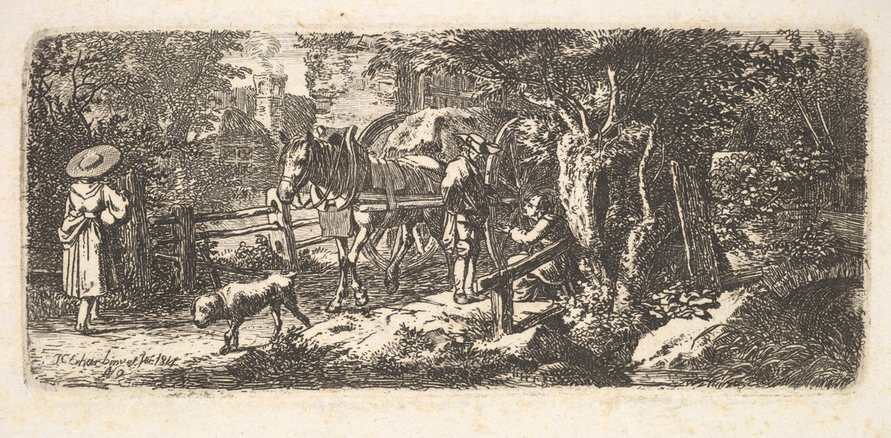 Egy kocsis alamizsna, 1814. alkotó: Johann Christian Erhard