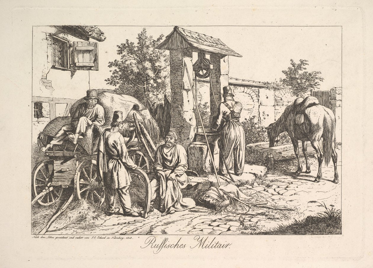 Kozák a kútnál, 1815. alkotó: Johann Christian Erhard